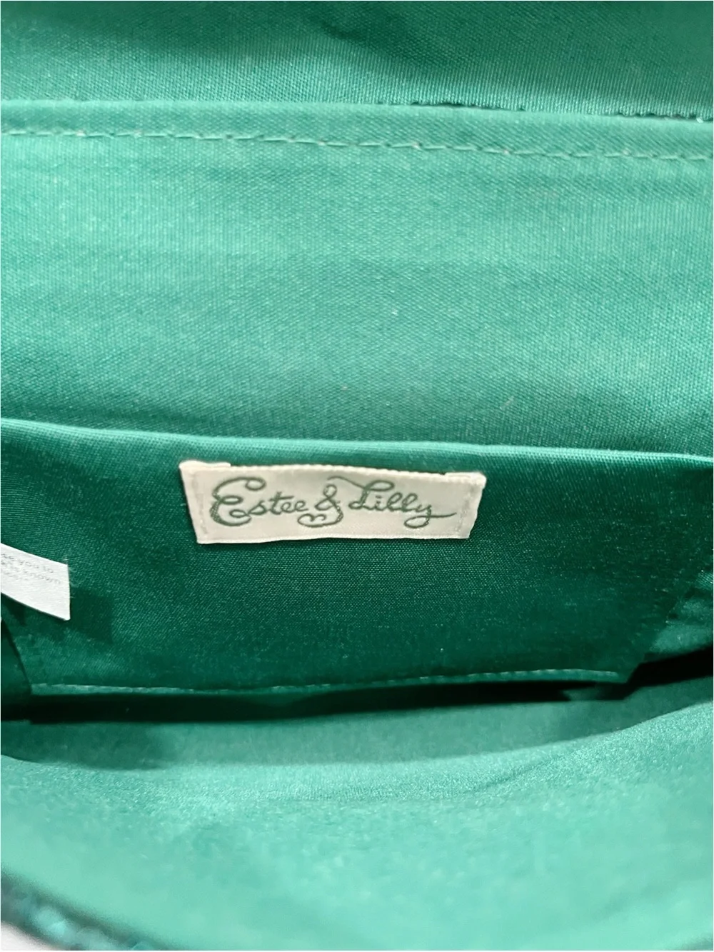 NWT Estee & Lilly Emerald Green Metallic Envelope Clutch Chain Strap Evening Bag